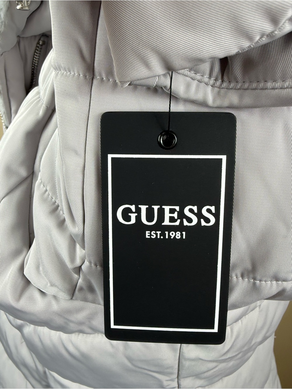 $320 NWT Guess Helena Long Fur Jacket XL Gray Coat Puffer Hooded Winter Cozy - Picture 7 of 10